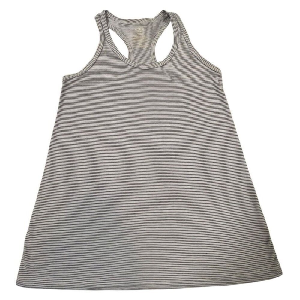 Athletic Works Women's Blue Striped Scoop Neck Racerback T-Shirt SIZE-SMALL